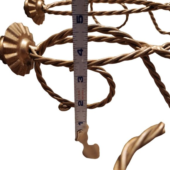 Vintage 1940s Gold Gild Metal Wall-Mounted 5-Arm Candle Holder MCM Glam Regency - Picture 4 of 7